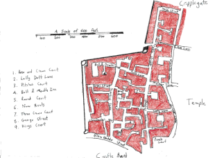 A map of oldgate ward in Linrodeth