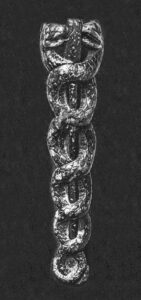 The Caduceus, symbol of serpent god Ningishzida, on the libation vase of Sumerian ruler Gudea, c. 2100 BCE